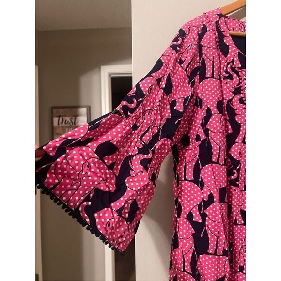 Crown & Ivy Women's 16 Half Sleeve Shift Dress Pink Polka Dot Elephant Print - Picture 6 of 10